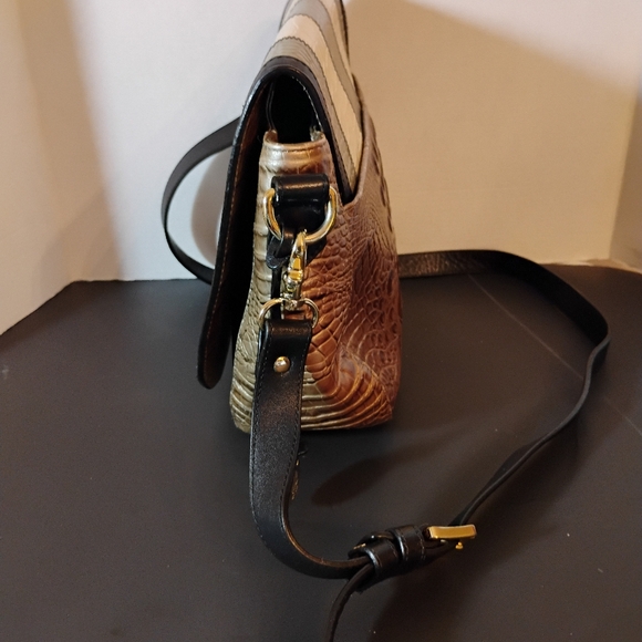 Brahmin Leather Croc Patchwork Shoulder Purse - Picture 13 of 16